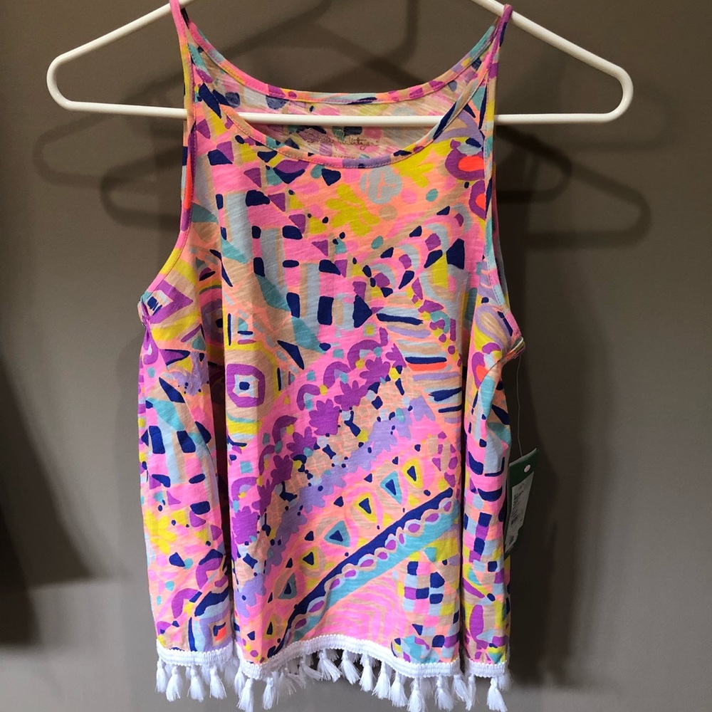 Lilly Pulitzer  Plantain Party Auden Tasseled Tank